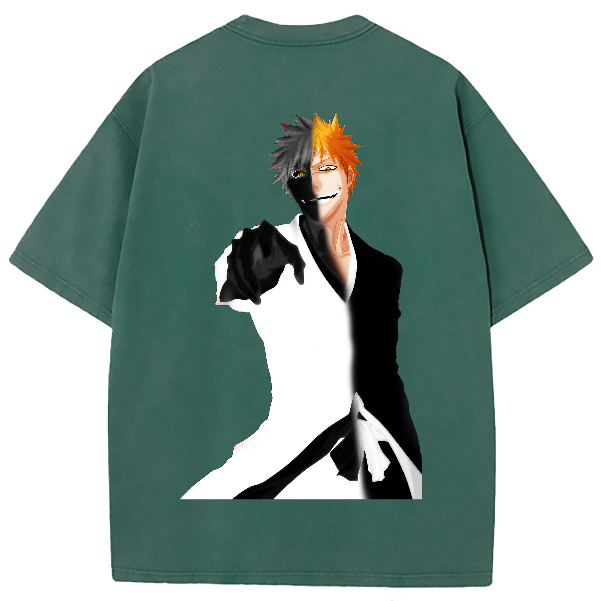 （画像用） ブリーチ 黒崎一護（くろさき いちご）BLEACH Kurosaki Ichigo 綿100% ヴィンテージ風 半袖Tシャツ（背面プリント）